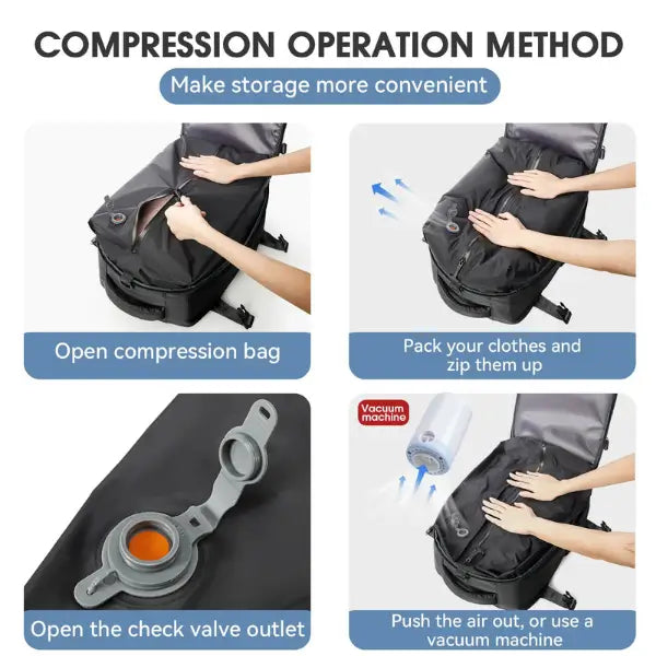 Velwel-Reise-Rucksack mit Kompressionsbeutel – Perfekt für Kleidung & Reisen