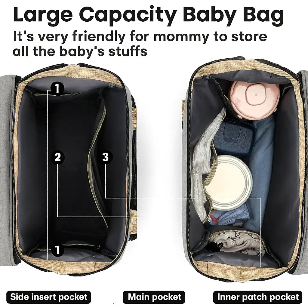 Langer Rucksack mit Aluminium-Isolierung – hält Babynahrung warm, inklusive USB-Port, wasserabweisend und elegant