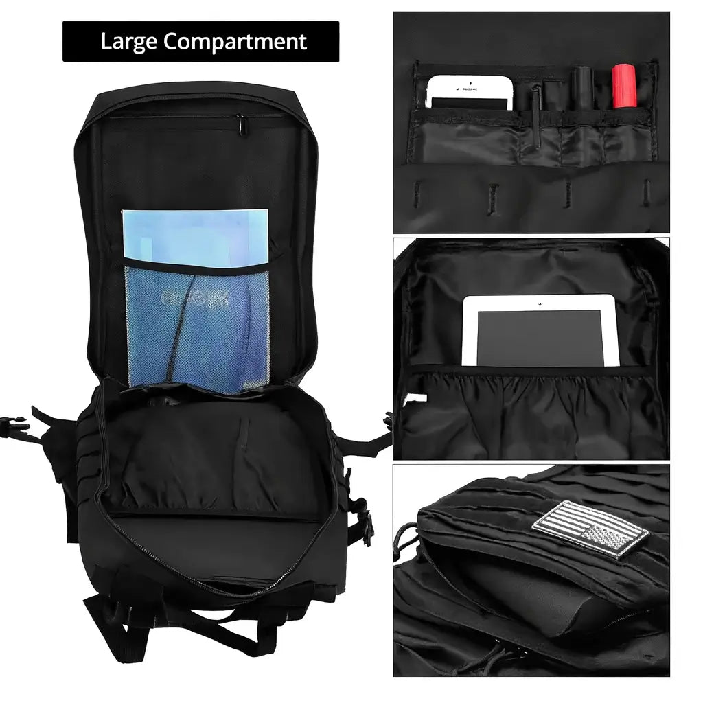 Taktischer Rucksack schwarz – ideal für Camping, Wandern und Militär