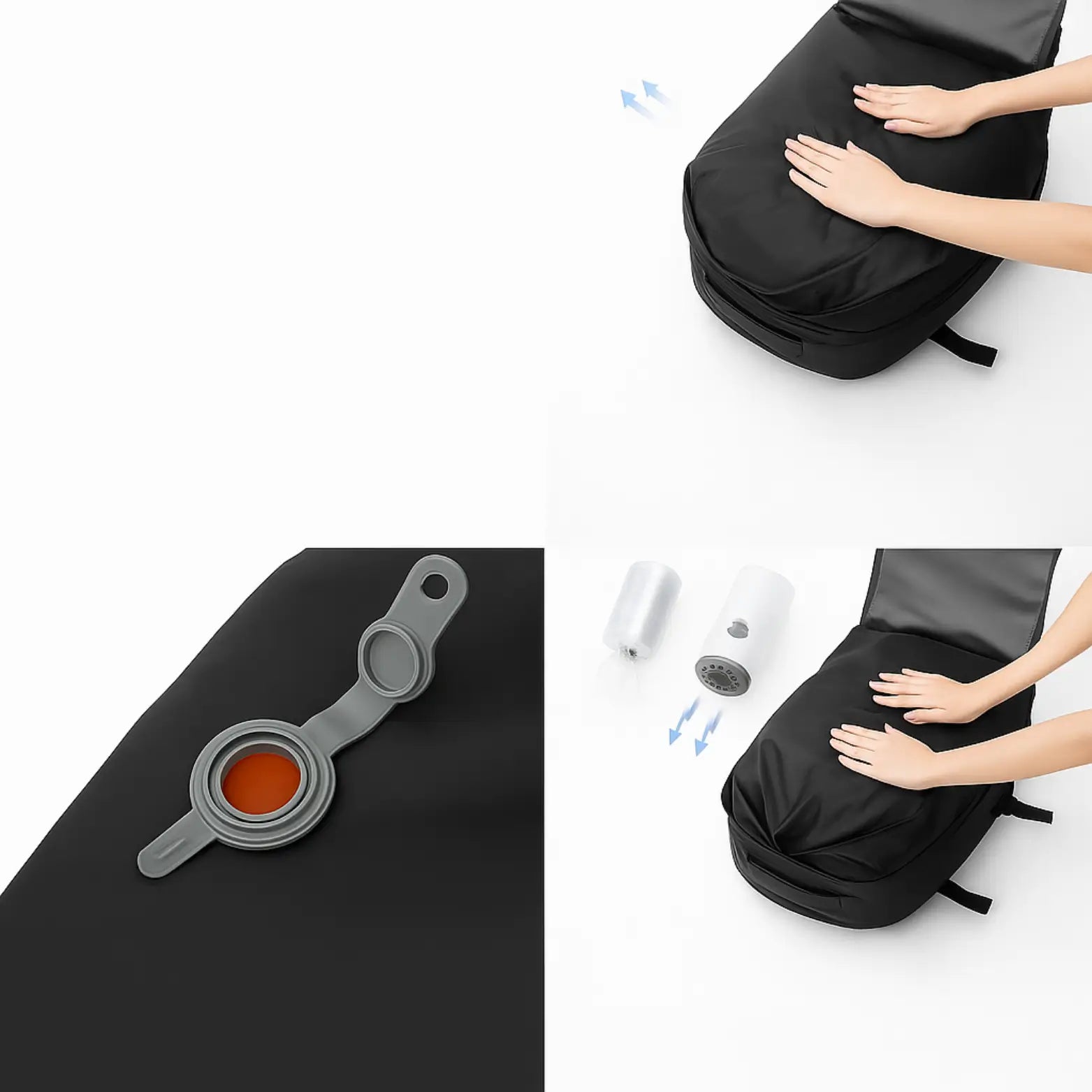 Velwel Vakuum-Reiserucksack mit Kompressionsventil, platzsparend und ideal für lange Reisen.