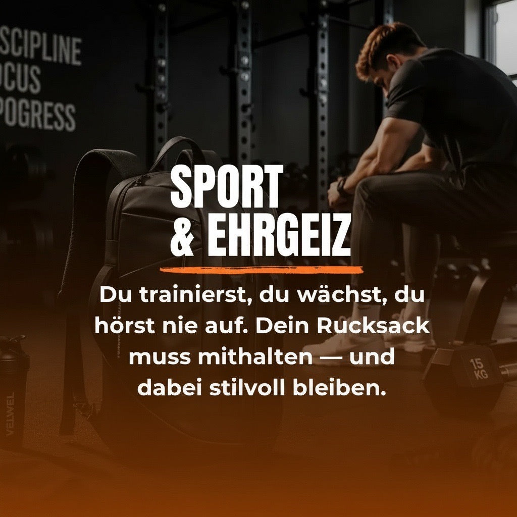 Velwel Sportrucksack schwarz – multifunktional für Sport, Reisen und Alltag