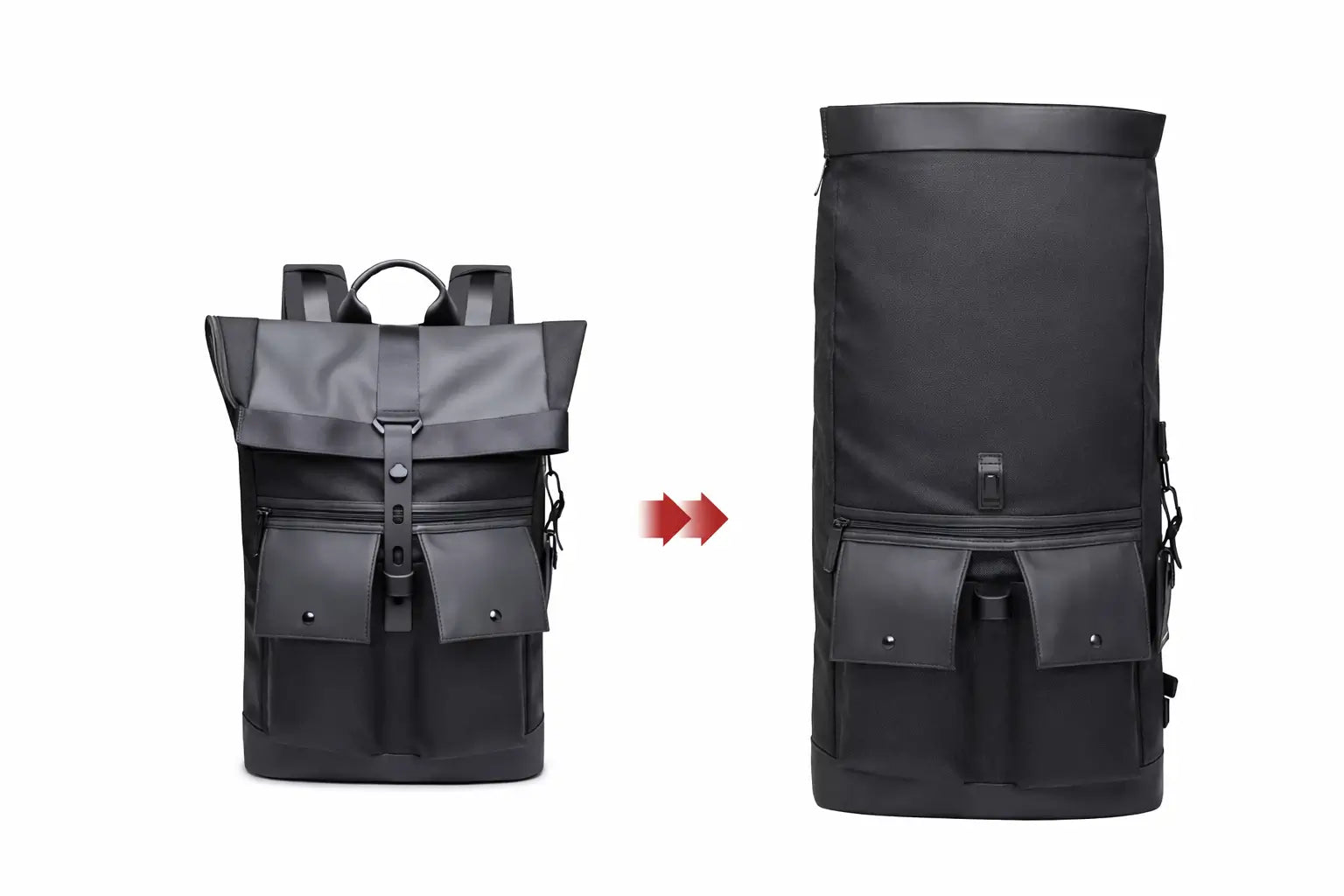 Handgefertigter Premium Urban Rucksack Schwarz wasserdicht wasserabweisendes Material Schutz vor Regen