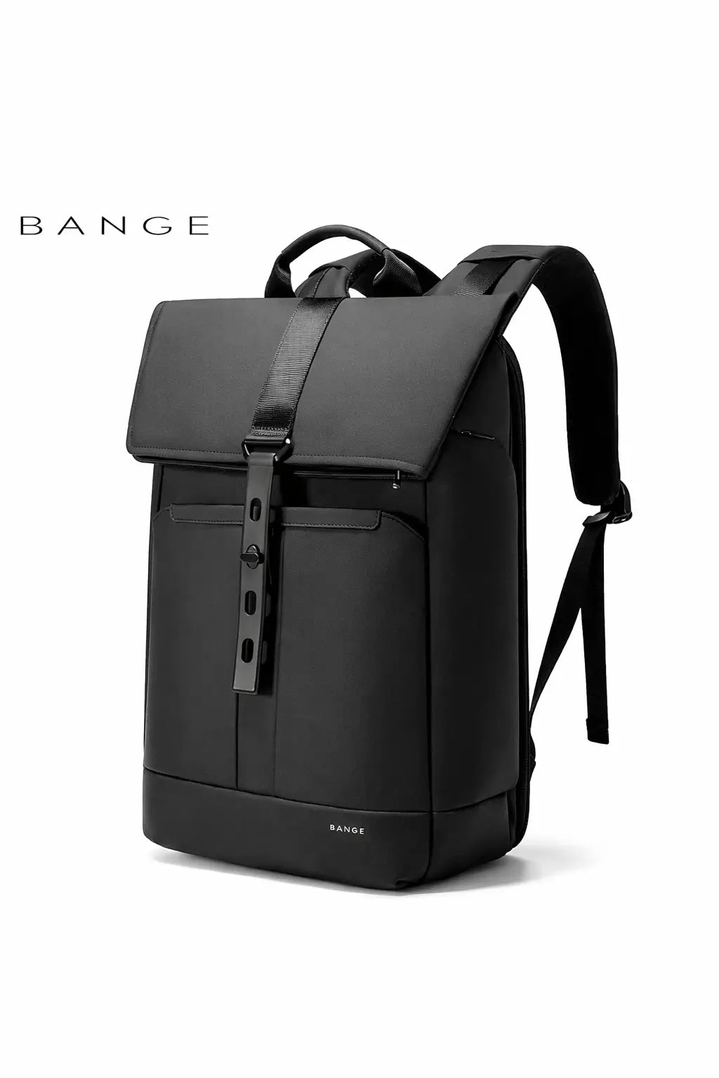 Handgefertigter Premium Rucksack Schwarz elegante Perspektivansicht minimalistisches Design
