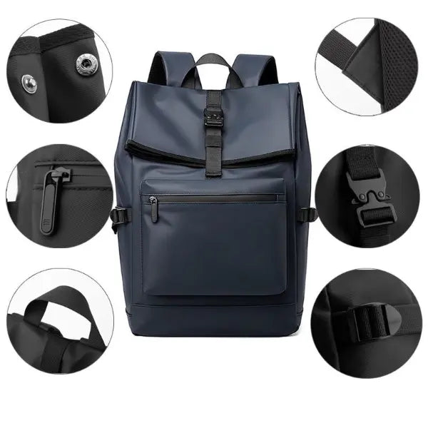 Rebel Rolltop Rucksack Blau – moderner Rucksack für Reisen, Freizeit und Alltag