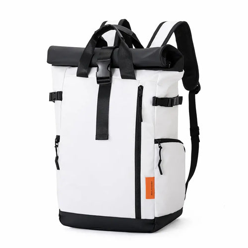 Premium wasserdichter Rucksack in Weiß mit modernem Rolltop-Design und hoher Funktionalität für Alltag und Reisen