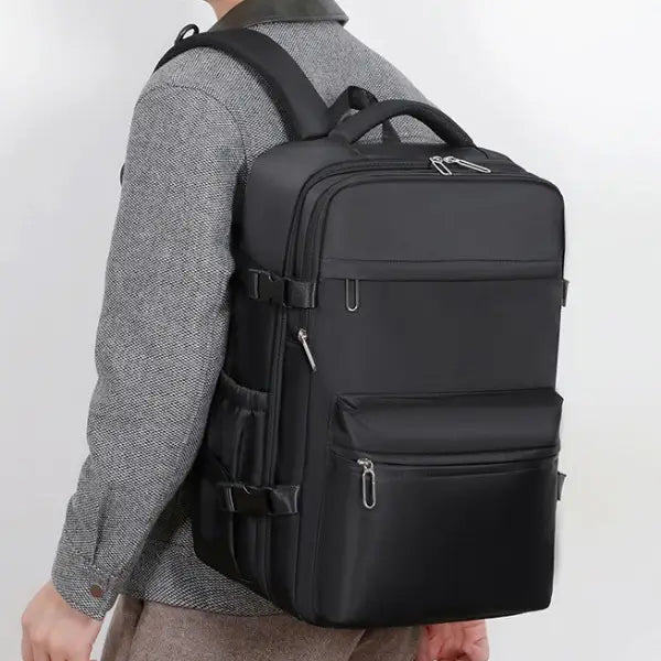 Reise Rucksack schwarz – Kompressionsbeutel für mehr Stauraum im Handgepäck